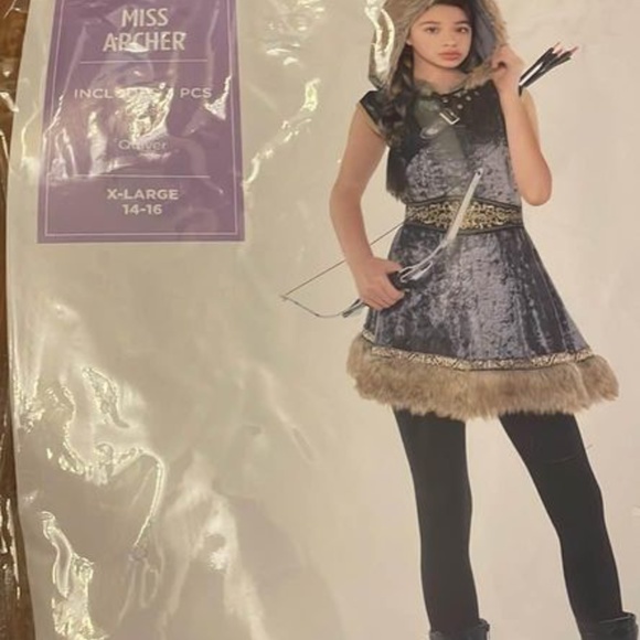BRAND NEW youth girl archer hunter huntress halloween costume XL 14-16 - Picture 4 of 7